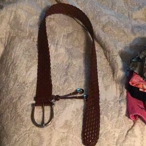 Michael Kors braided leather belt brown